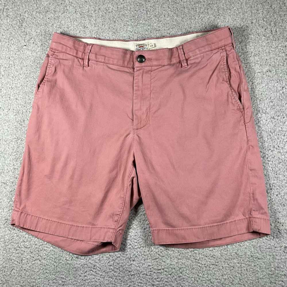 Faherty Shorts Men 33 Pink Chino Organic Cotton Stretch Island Life Beach Preppy